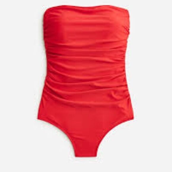 J. CREW Ruched Bandeau One Piece Venetian Red *NEW* - Picture 1 of 3